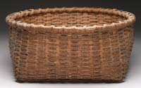 Appraisal: GOOD ROUNDTOP SQUARE BASE BASKET Heavy splint PROVENANCE ex-Ross Leavitt