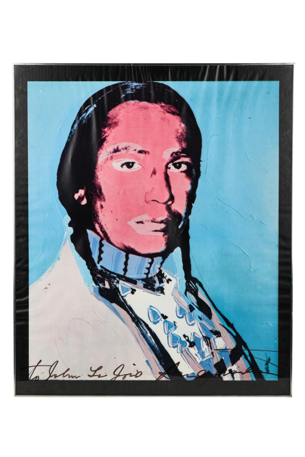 Appraisal: ANDY WARHOL - POSTERsigned to bottom 'To John Andy Warhol'