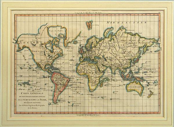 Appraisal: MAPS Bonne Rigobert Mappe-Monde sur le Plan d'un Meridien Hemisphere