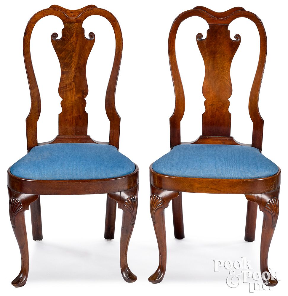 Appraisal: Pair of Philadelphia Queen Anne dining chairs Pair of Philadelphia