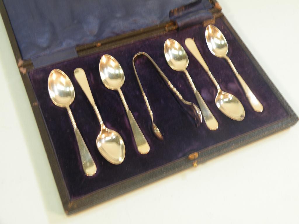 Appraisal: A set of six silver teaspoons each with a part