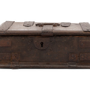 Appraisal: A Spanish Iron Mounted Strong Box th Century Width x