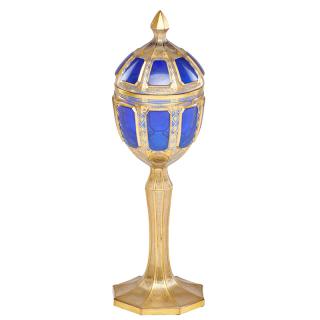 Appraisal: BOHEMIAN GLASS POKAL Clear glass with intricate gilt enamel spiral