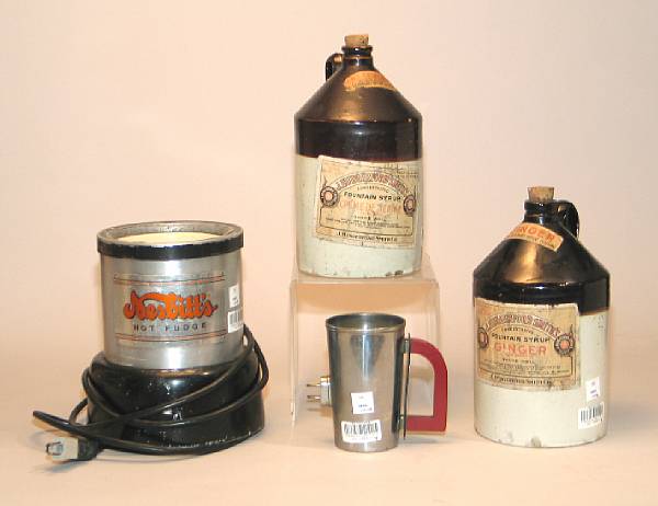 Appraisal: Soda Fountain Memorabilia Lot consists of early syrup containers Campbell