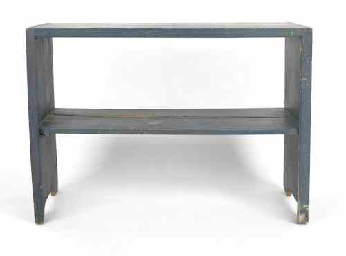 Appraisal: Pennsylvania painted poplar bucket bench ca retaining an old blue