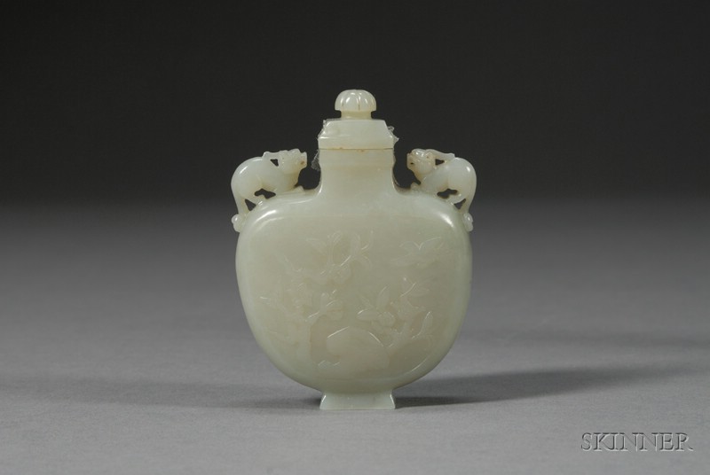 Appraisal: Small Jade Vase and Cover China th century even gray-celadon