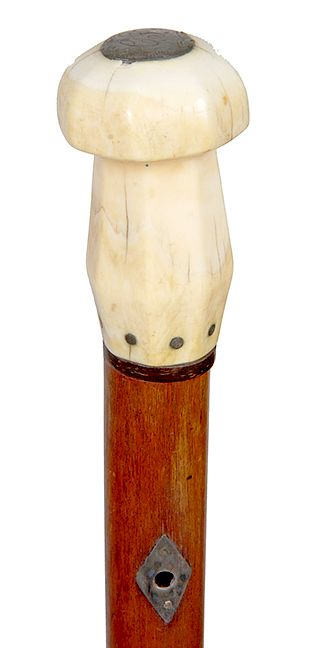 Appraisal: Whale s Tooth Nautical Cane- Mid th Century- A carved