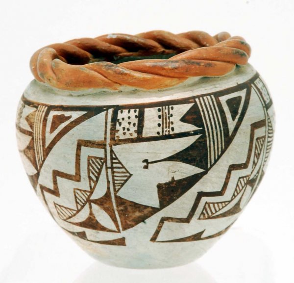 Appraisal: Acoma Pueblo New Mexico hand-made coiled vase with rope handles