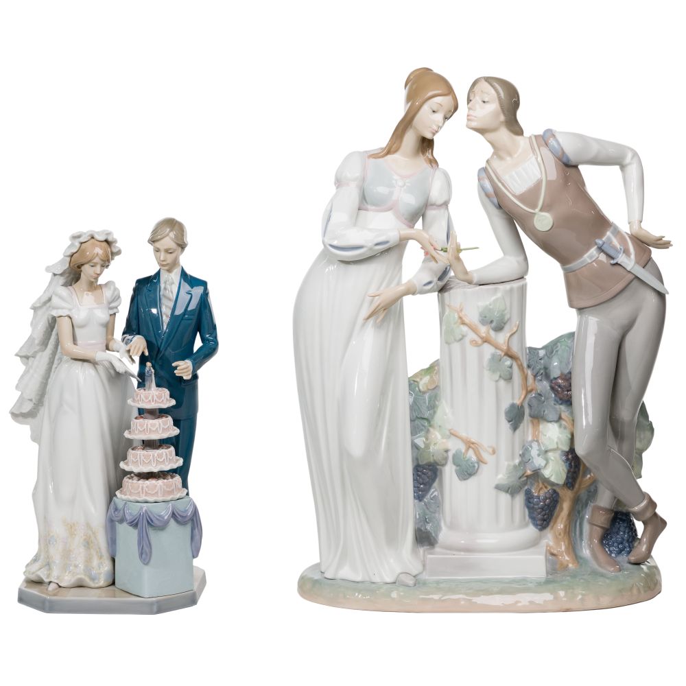 Appraisal: LLADRO FIGURINES items including Wedding Cake retired and Romeo and