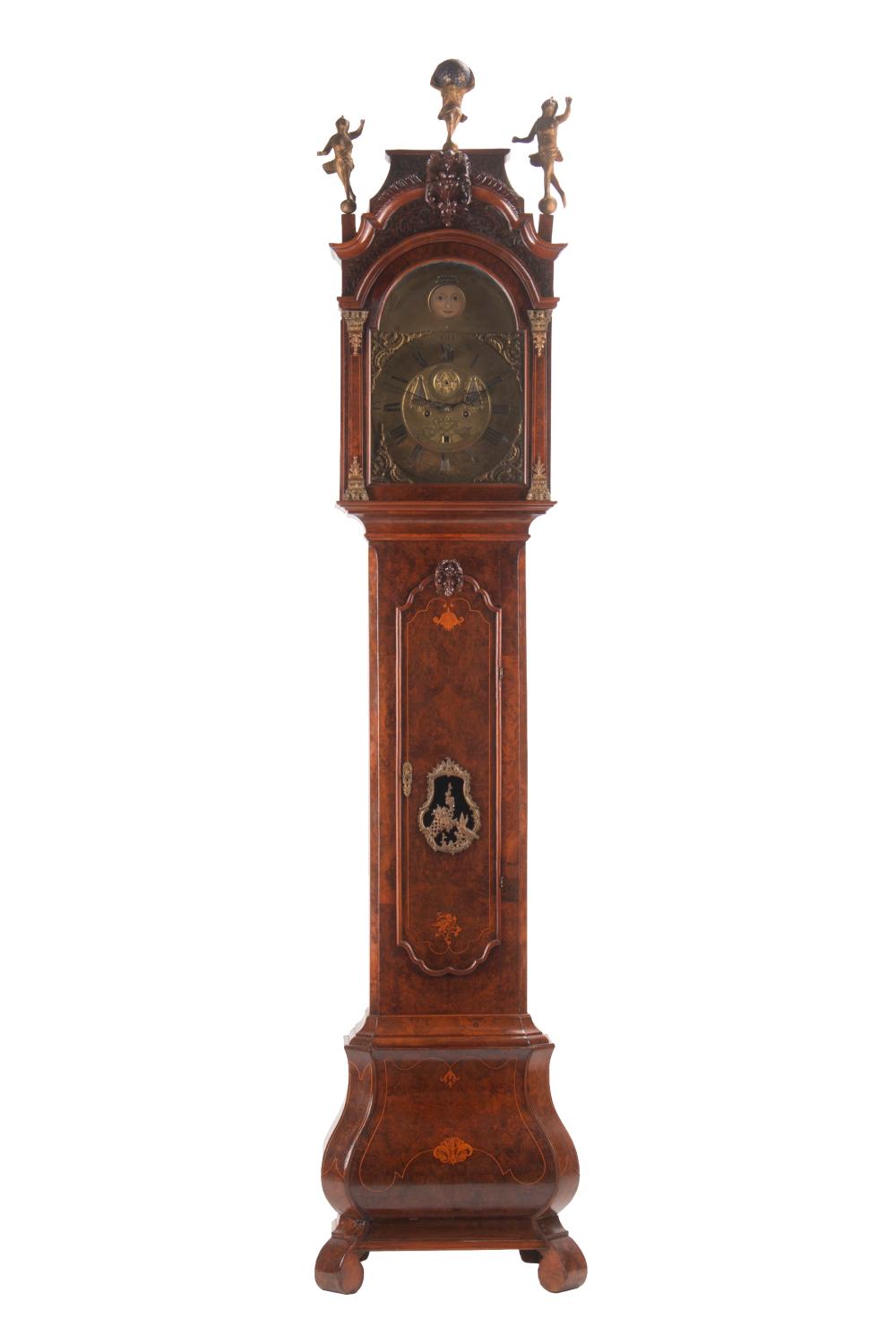 Appraisal: Dutch Rococo Burl Walnut and Marquetry Tall Case Clock th