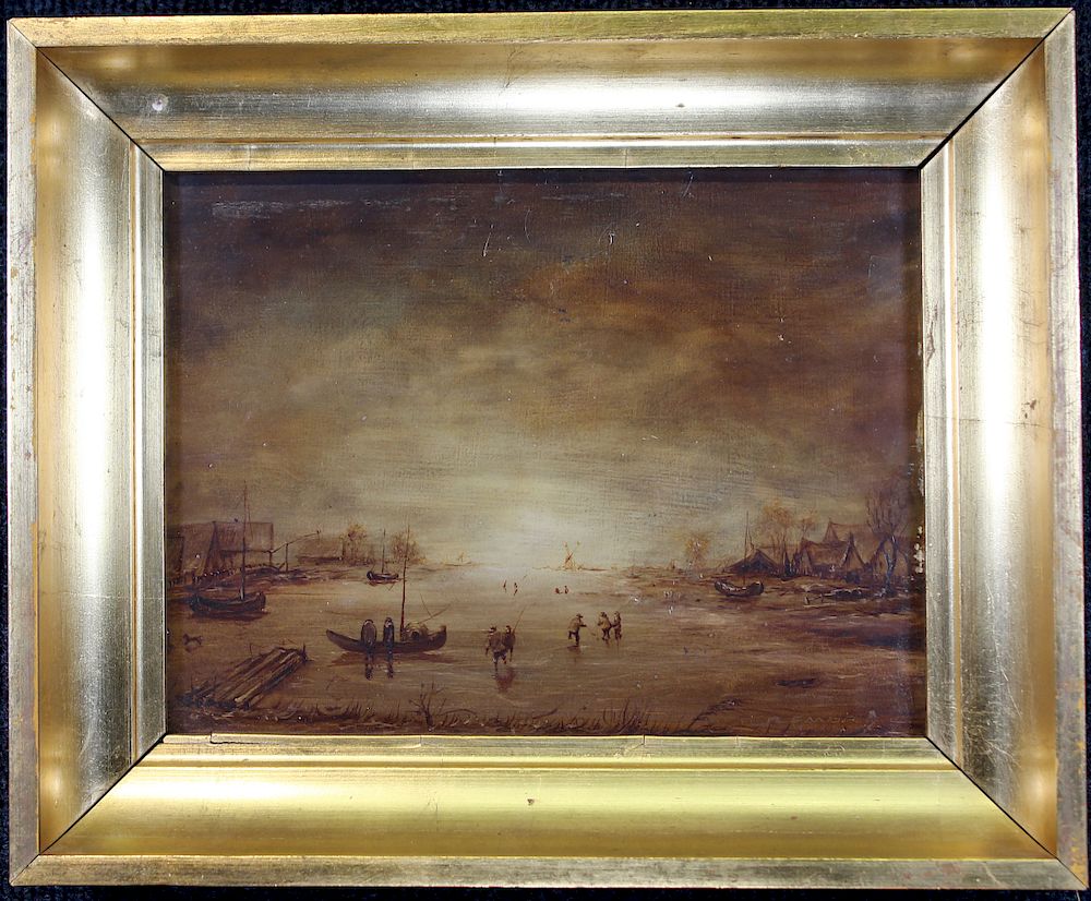 Appraisal: Framed Painting of Dutch Winter Landscape Framed Painting of Dutch