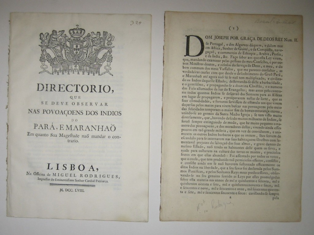 Appraisal: BRAZIL Pair of printed documents relating to the Indians of