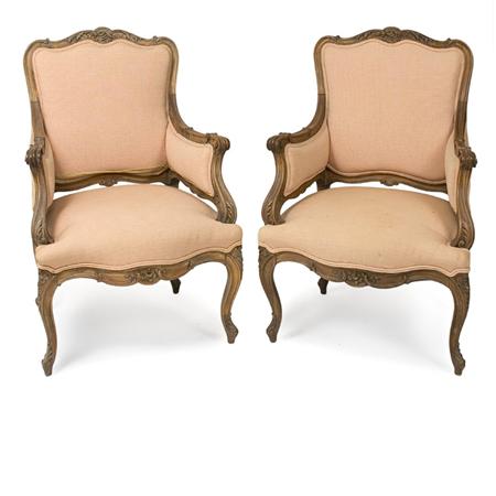 Appraisal: Pair of Louis XV Style Walnut Bergeres Estimate -