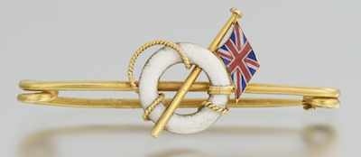 Appraisal: An English Gold and Enamel Pin k yellow gold safety