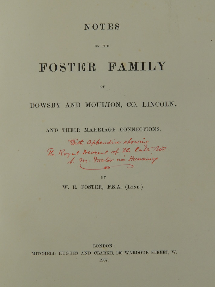 Appraisal: Foster W E Notes on the Foster Family of Dowsby