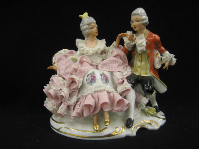 Appraisal: Dresden Porcelain Figurine courting couple outstanding lacework