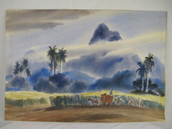 Appraisal: William Henry American th century artist tropical landscape watercolor painting