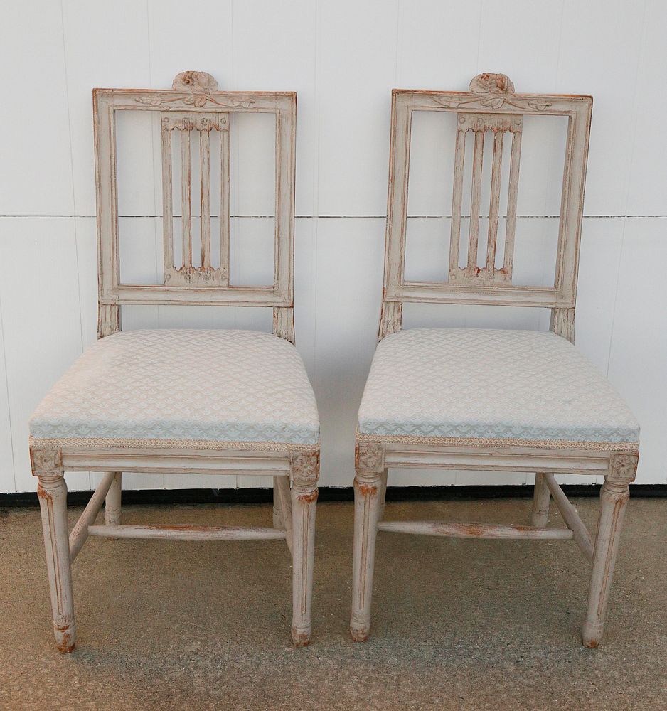 Appraisal: Pair of Gustavian Swedish Upholstered Side Chairs th Century Pair