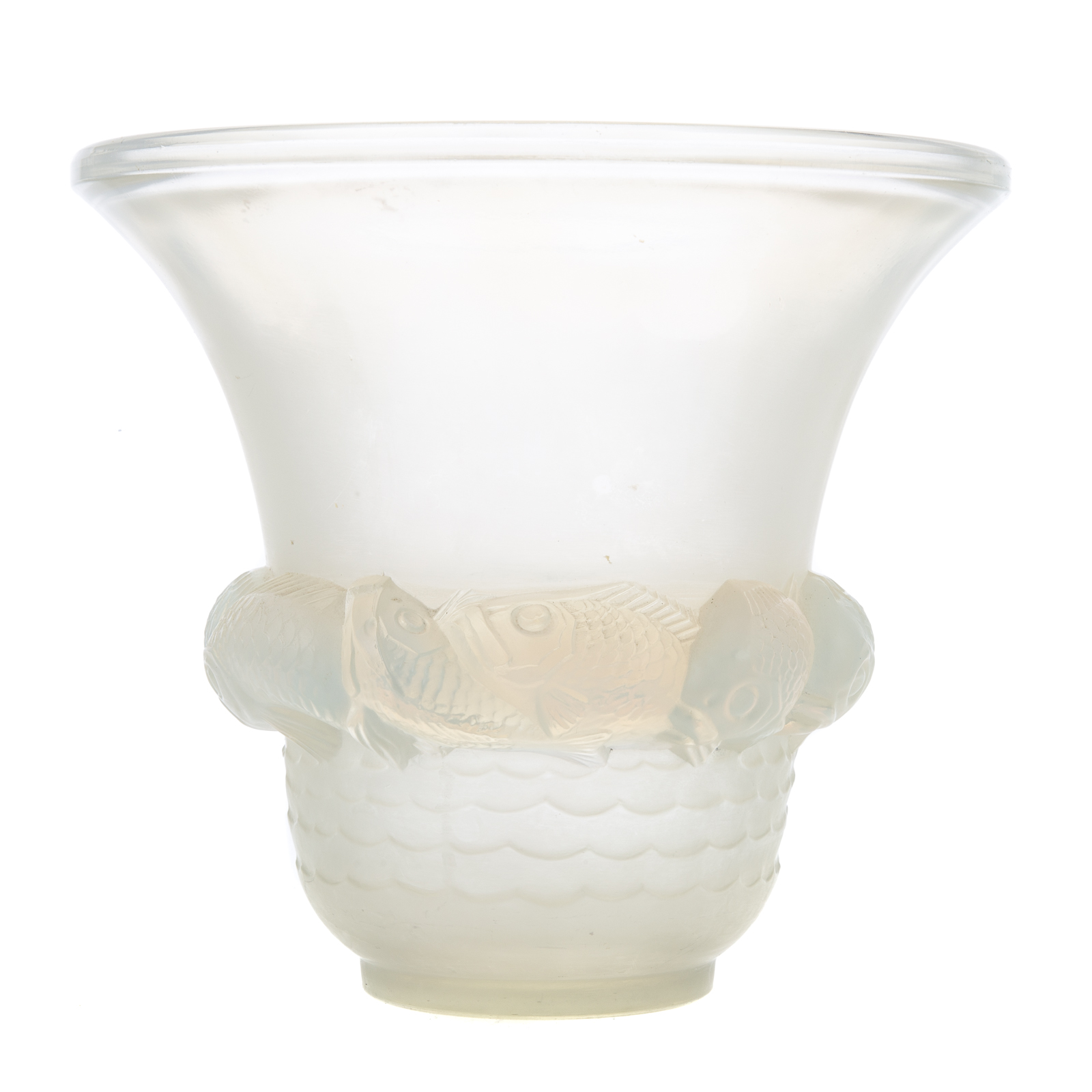 Appraisal: LALIQUE CRYSTAL PIRIAC VASE Circa s opalescent crystal beaker form