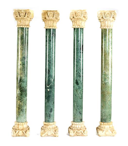 Appraisal: A set of four Romanesque style white and verde antico