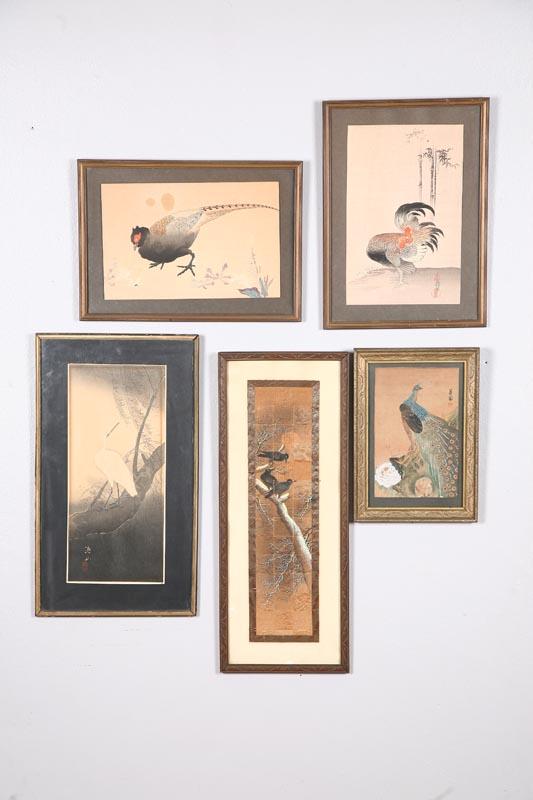 Appraisal: SIX FRAMED PICTURES Four Japanese woodblock prints late th-early th