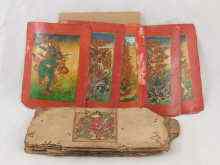 Appraisal: Eight Tibetan painted Tskali initiation cards and book