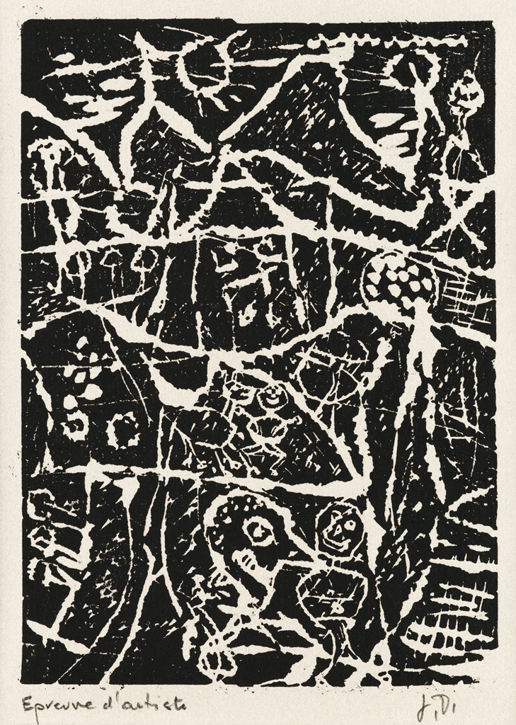 Appraisal: JEAN DUBUFFET Site champ tre Linoleum cut x mm x