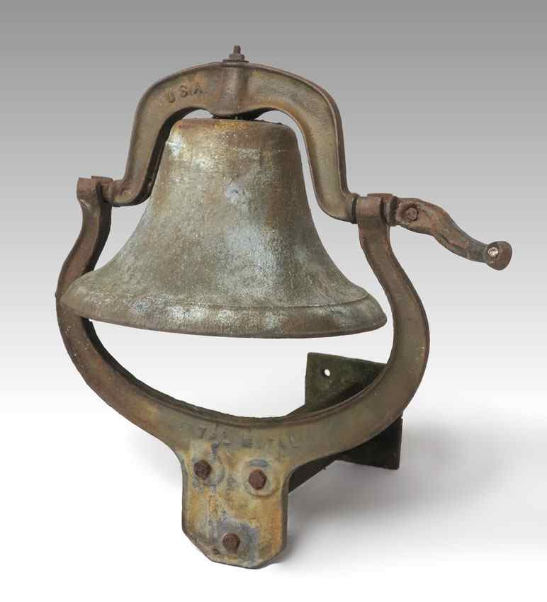 Appraisal: LARGE CAST IRON SCHOOL BELL Ranch or school bell with