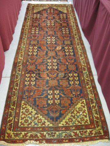 Appraisal: Malayer Persian Handmade Runner fancy overall geometrics deep blue center