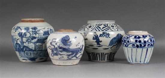 Appraisal: Three Chinese blue and white porcelain ginger jars and a