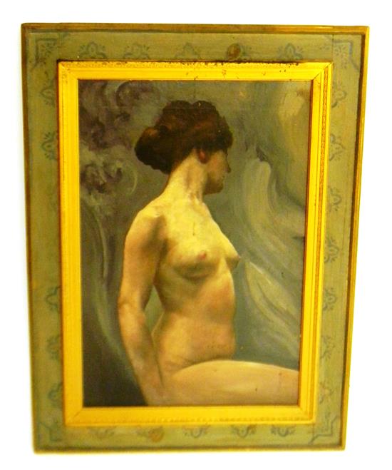 Appraisal: th early th C oil on board profile of female