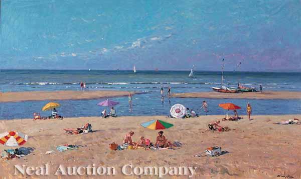 Appraisal: Niek van der Plas Dutch b Large Beach Scene oil