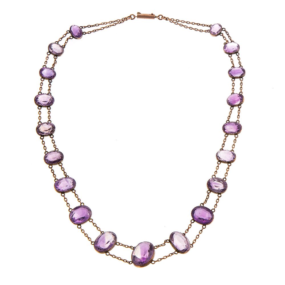 Appraisal: c Double Chain Amethyst Riviera in K Victorian K yellow