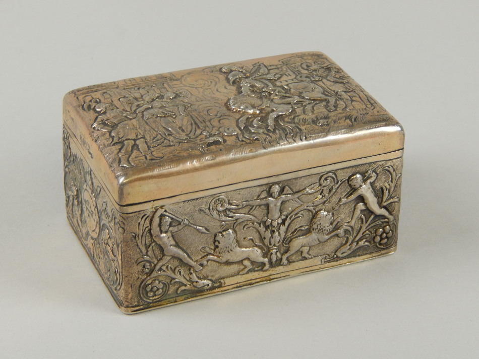 Appraisal: A Continental silver box import mark for John George Piddington