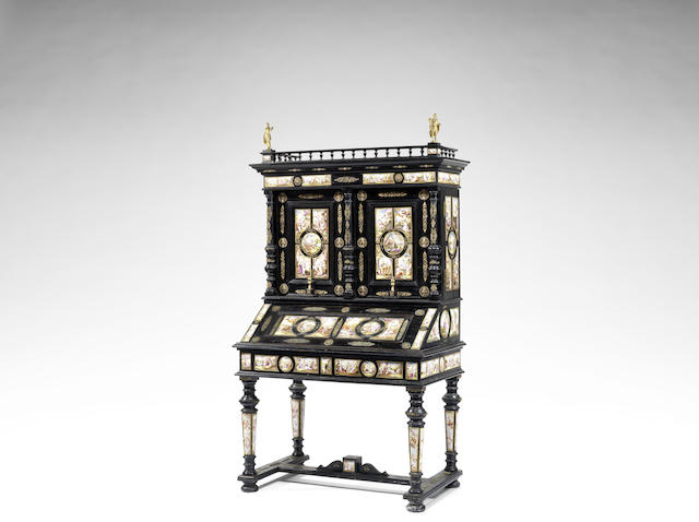 Appraisal: A Viennese late th century gilt-bronze and enamel mounted ebonised