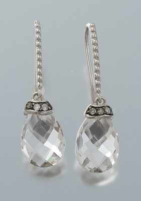 Appraisal: A Pair of Diamond and Quartz Earrings k white gold