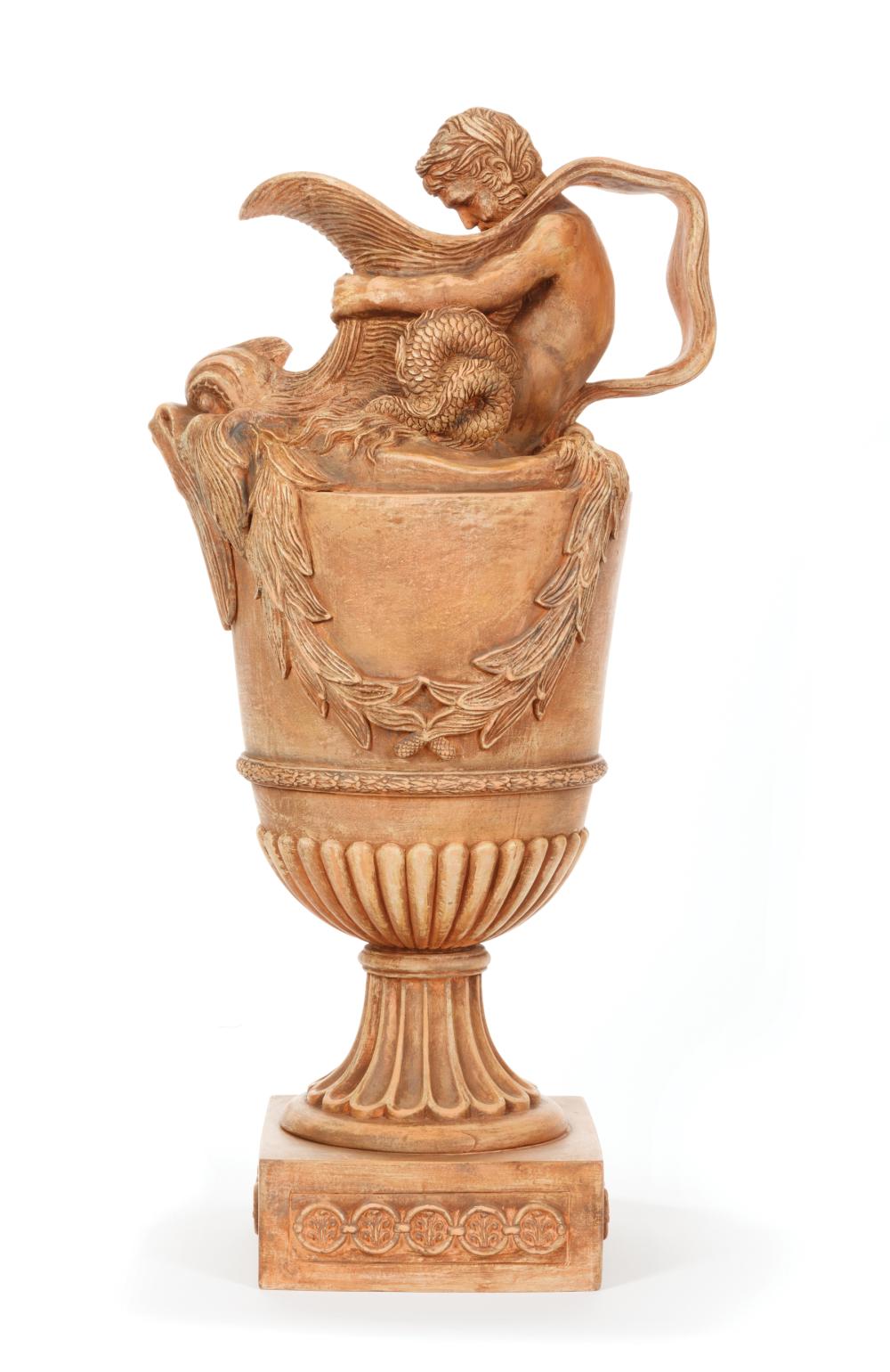 Appraisal: Classical-Style Terracotta Figural Ewer cast as a merman riding a