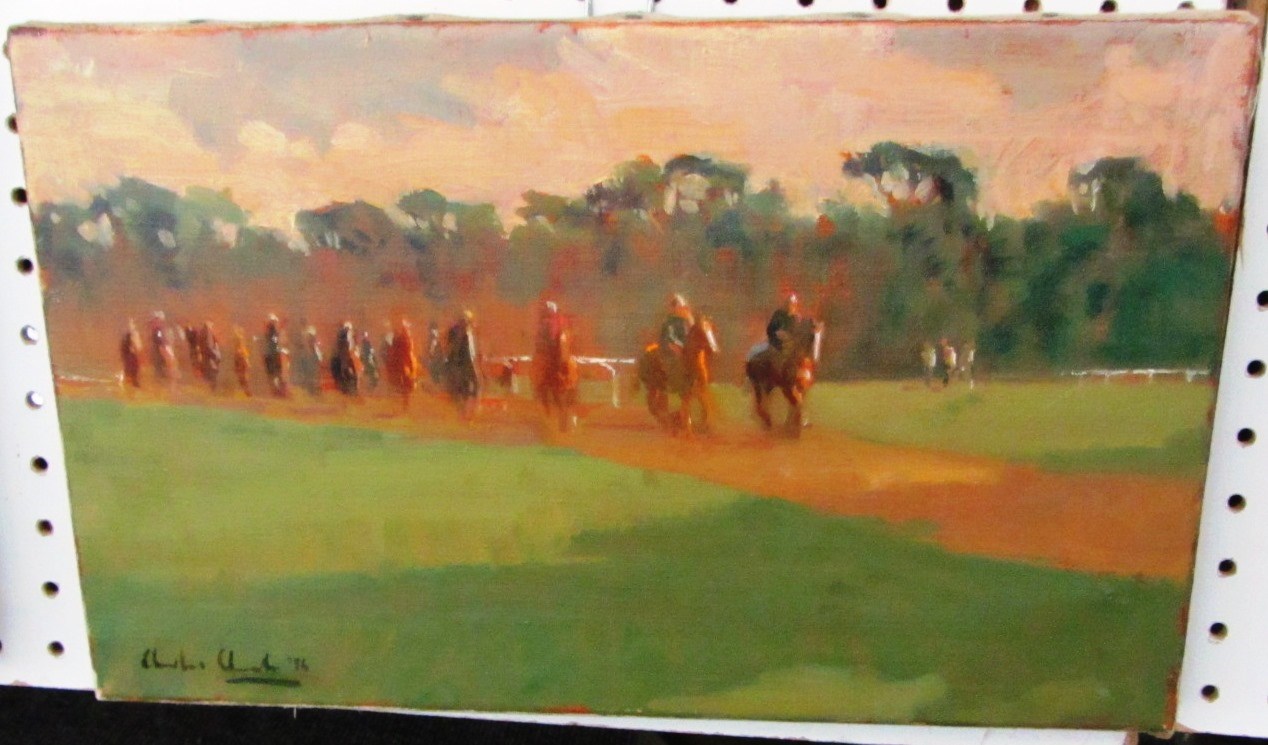 Appraisal: Charles Church b Point to point oil on canvas unframed