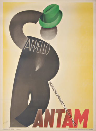 Appraisal: ITALIAN ADVERTISING POSTER Gino Boccasile Italian - 'Cappello Bantam '