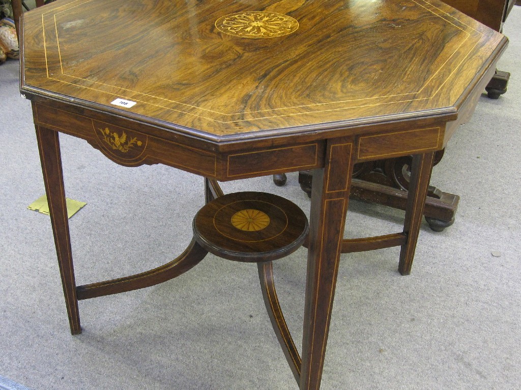 Appraisal: Rosewood and inlaid octagonal centre table