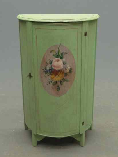 Appraisal: Vintage demilune painted cabinet '' Ht