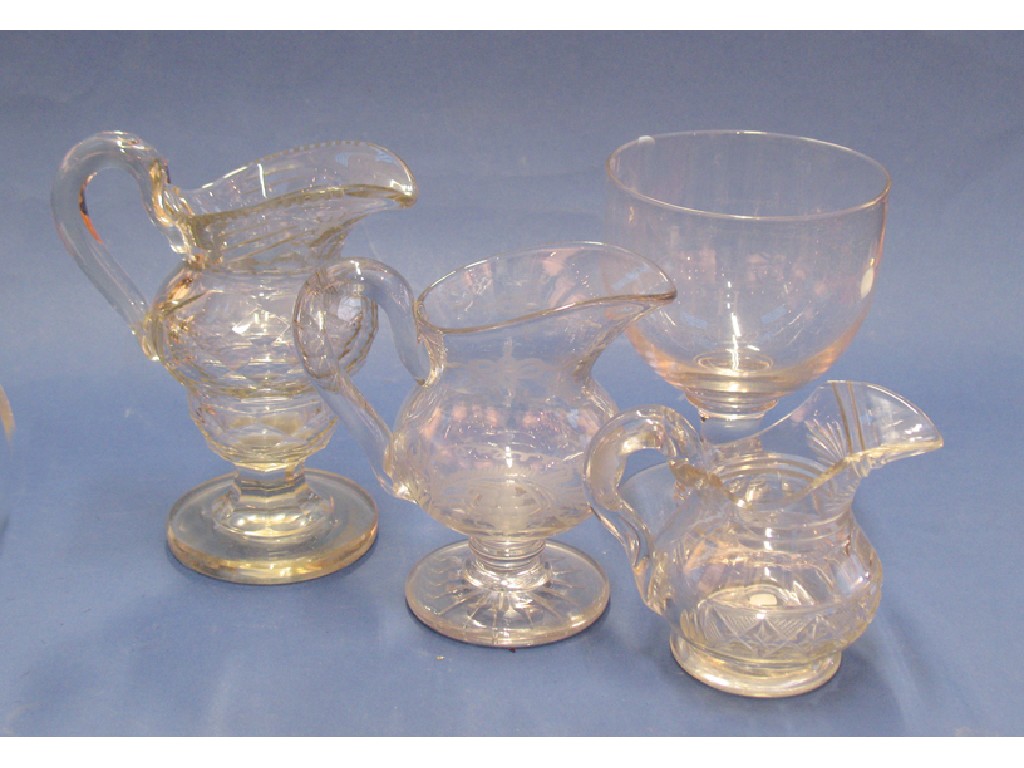 Appraisal: A REGENCY CUT OVEN GLASS CREAM JUG of helmet-shape two