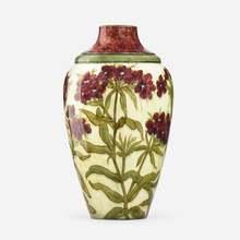 Appraisal: John Bennett VASE WITH PHLOX England USA c glazed earthenware