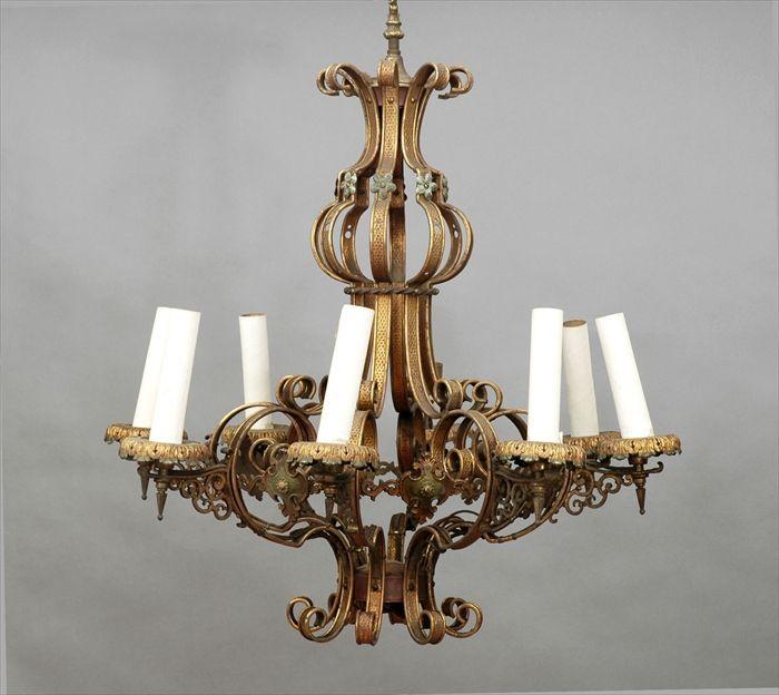 Appraisal: Louis XV-Style Gilt-Metal Eight-Light Chandelier Approx in in diam