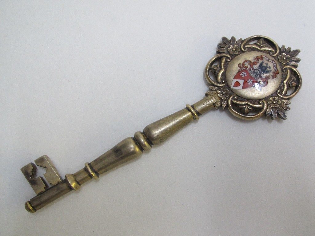 Appraisal: A silver gilt and enamel presentation key presented to A