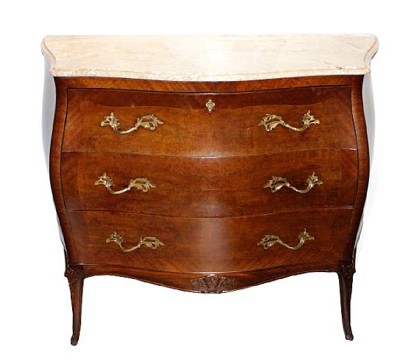 Appraisal: A Louis XV style mahogany and marble topped commode height