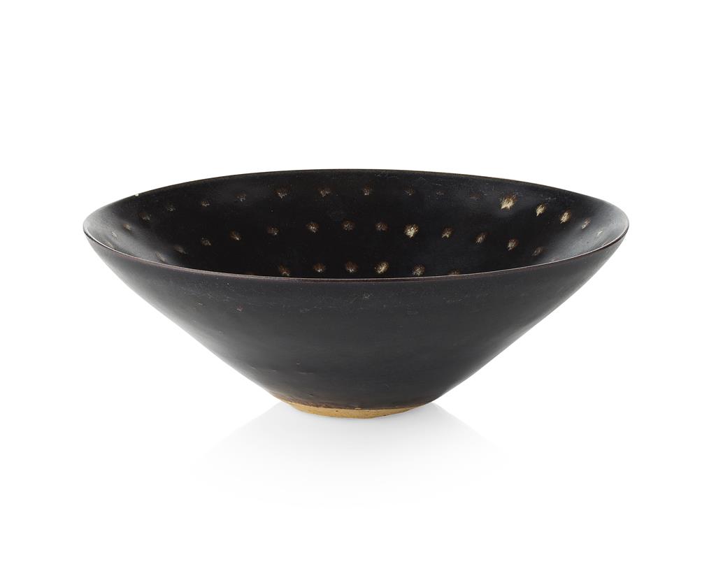 Appraisal: JIZHOU WHITE-SPOTTED BLACK-GLAZED BOWL SONG DYNASTY of flared conical form