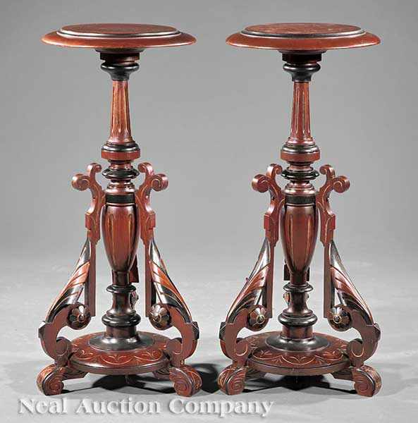 Appraisal: A Pair of American Neo-Grec Carved Ebonized and Gilt-Incised Walnut