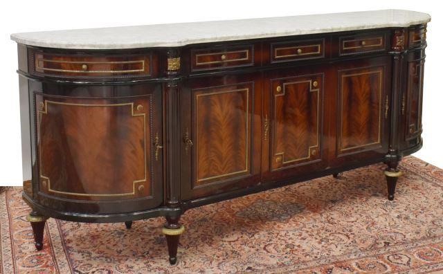 Appraisal: French Louis XVI style marble-top mahogany sideboard late th c