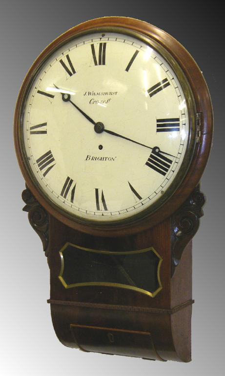 Appraisal: Mahogany single fusee drop dial wall clock the cream dial